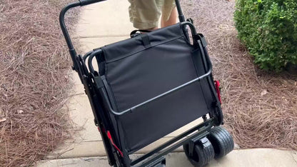 Folding Wagon 2-in-1 Convertible Beach Chair 650LBS | All-Terrain Utility Cart Camping Beach Garden Shopping