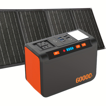Outdoor Power Bank Portable Power Station 88Wh/222Wh – 100W/250W, 2×110V AC, DC/USB/USB-C, LED Light, Optional 40W Solar Panel for Camping, Hiking & Emergency