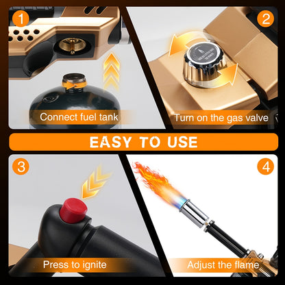 Cooking Torch Butane Blow Torch with Adjustable Flame & Detachable Design – Kitchen Culinary Torch for Creme Brulee, Searing Steak, BBQ, Camping & Welding (Tank Not Included)