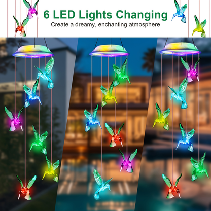 Solar Hummingbird Butterfly Pendant Light 6 LED Color