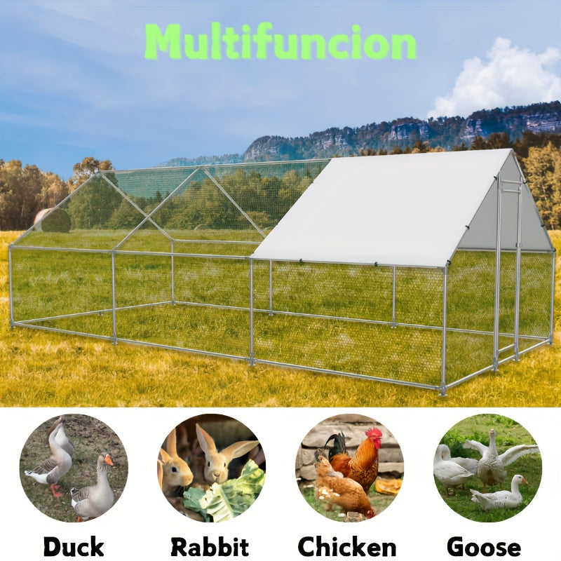 Walk-in Chicken Coop Large Heavy-Duty Metal Poultry Pen with Waterproof UV-Proof Roof Cover - Outdoor Backyard Farm Enclosure for Chickens Ducks Geese Rabbits, Multiple Sizes