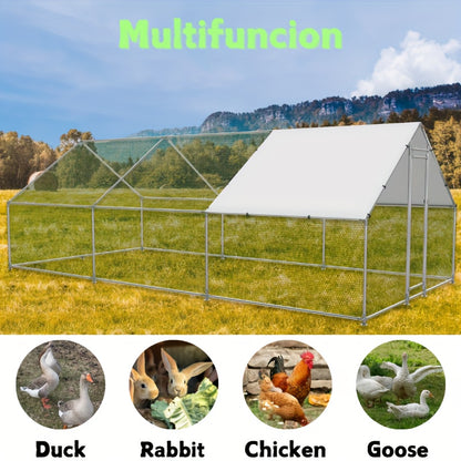 Walk-in Chicken Coop Large Heavy-Duty Metal Poultry Pen with Waterproof UV-Proof Roof Cover - Outdoor Backyard Farm Enclosure for Chickens Ducks Geese Rabbits, Multiple Sizes