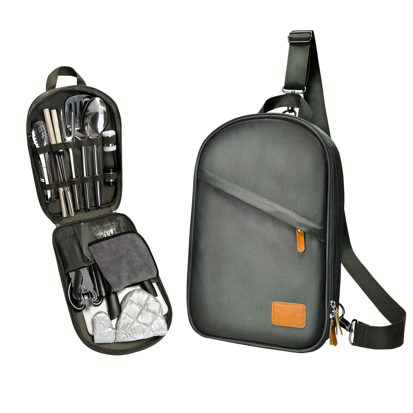 Camping Utensil Set 31-Piece Stainless Steel Cooking Kit with Organizer Bag – Food-Grade 304 Steel Portable Outdoor Kitchen Tools for Camping Hiking RV BBQ Picnic Travel
