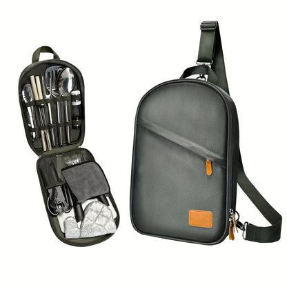 Camping Utensil Set 31-Piece Stainless Steel Cooking Kit with Organizer Bag – Food-Grade 304 Steel Portable Outdoor Kitchen Tools for Camping Hiking RV BBQ Picnic Travel