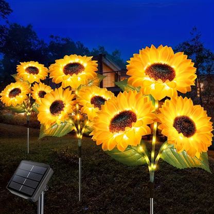 Solar Sunflower Garden Lights Outdoor Stake, Dimmable 2-Pack
