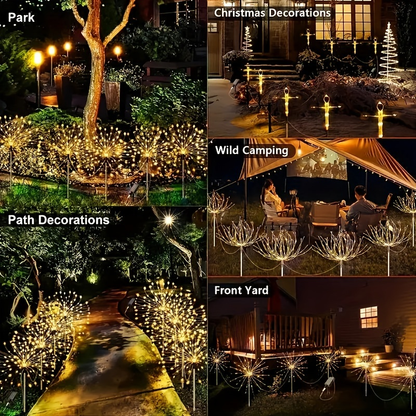 Solar Dandelion Lights with Remote Control 540/1080 LED 8 Modes Warm White – 6/12 Pack Outdoor Fireworks Stake Lights for Lawn Garden Christmas Halloween Festival Decoration