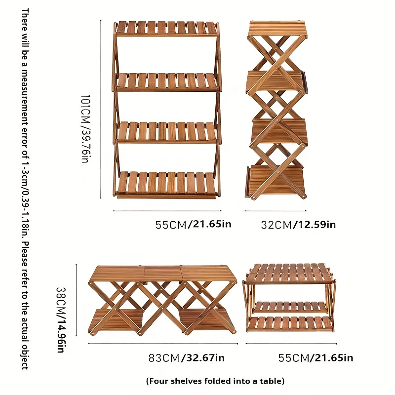 Wooden Camping Table Foldable Lightweight Natural Wood Portable Indoor Outdoor Table for Backyard BBQ, Picnic, Hiking & Easy Storage