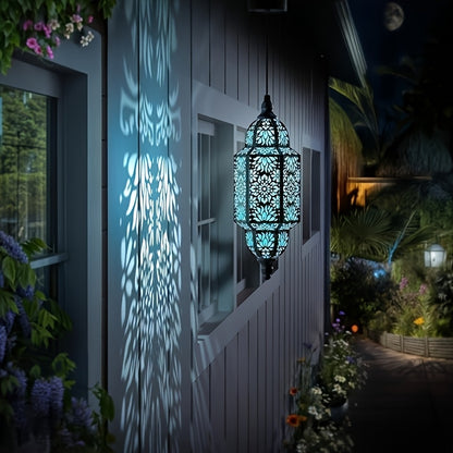 Solar Lanterns Outdoor 2 Pack Moroccan Cut-Out Design IP54 Waterproof Auto Dusk-to-Dawn Garden Pathway Patio Lantern Lights Gold Purple White Copper