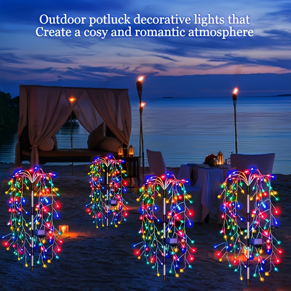 Solar Firecracker String Lights 120 LED, 8 Modes Waterproof
