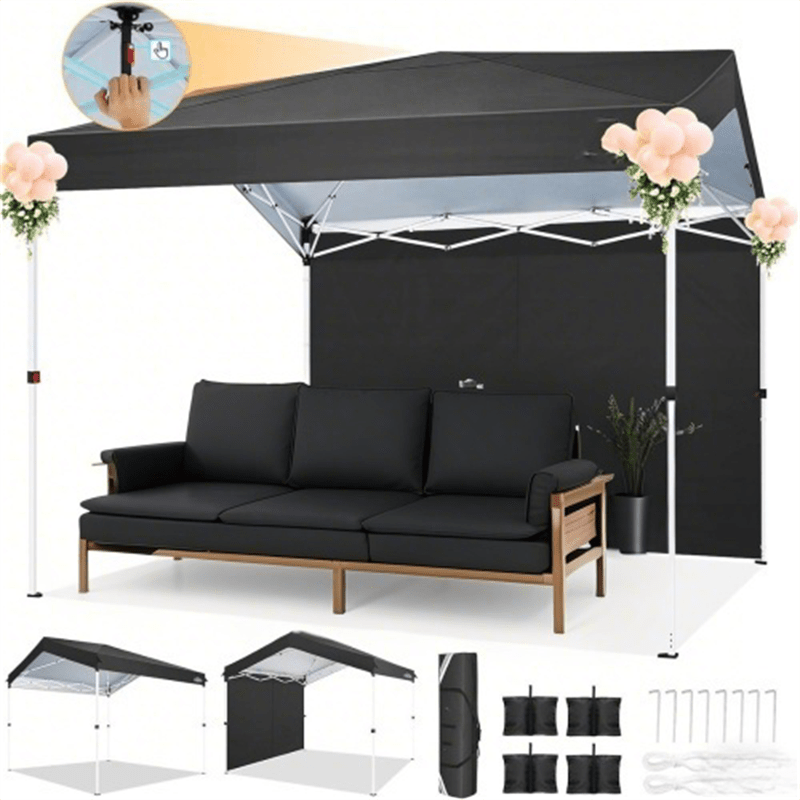 Pop Up Canopy Tent 10x10 FT 1-Key Center Lock 3 Heights Carry Bag
