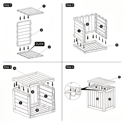 Deck Box Flip Top Resin Secure Lid | Patio Pool Backyard Cushion Garden