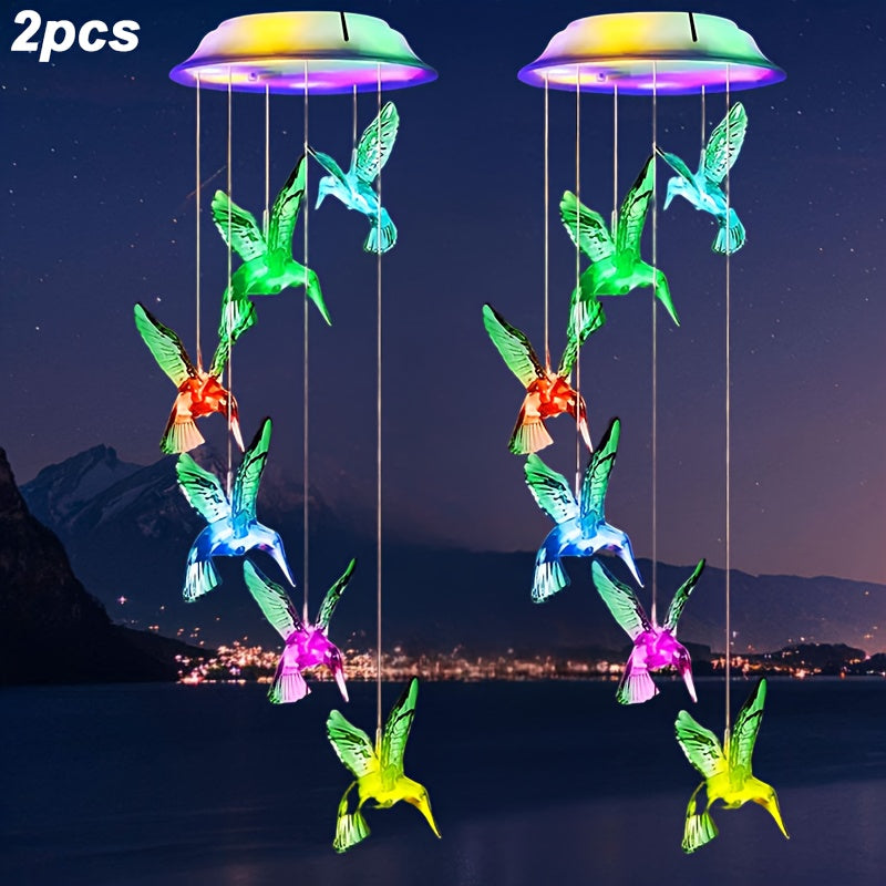 Solar Hummingbird Butterfly Pendant Light 6 LED Color