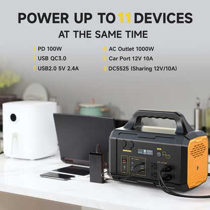 Emergency Power Station 300W / 1000W | 299Wh 1024Wh Solar Generator AC Outlet 2 DC 3 USB | RV Camping Survival Gear Hunting Fishing Travel Backup