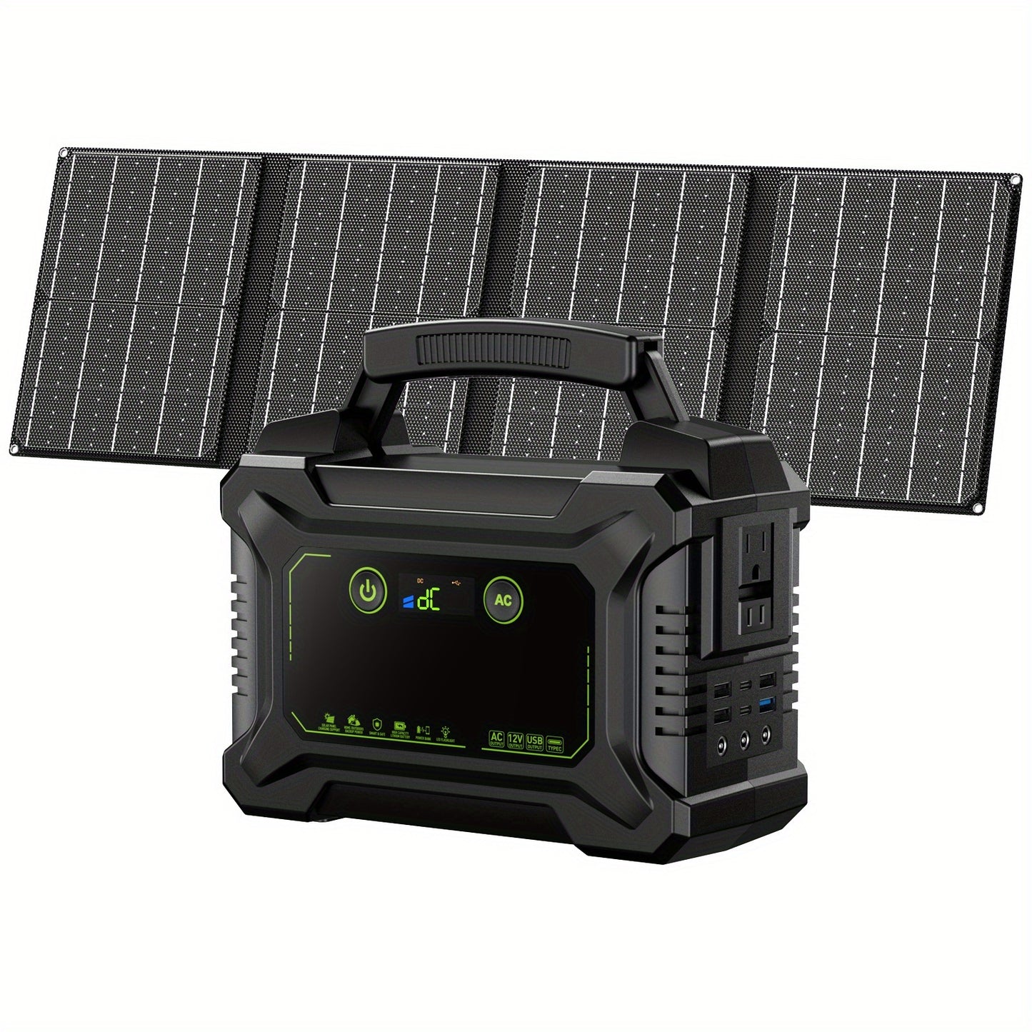 Portable Power Station 155WH/222WH with Solar Panel Option - Solar Generator, Lithium Battery Pack, AC Outlet, USB, LED Light for Camping, RV, Home Emergency Backup, Laptop, Outdoor Use