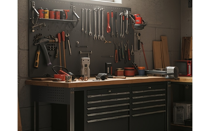Heavy Duty Workbench Adjustable Height 28"-40", 2000LBS Capacity with ETL Power Outlet, Pegboard & Rubber Wood Top, 60"/96" Garage Workshop Bench