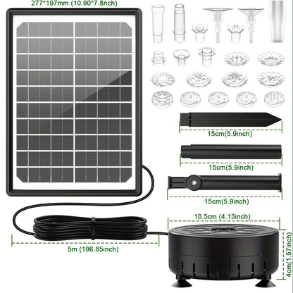 Solar Fountain Pump LED Lights Remote Control – 16 Nozzles 4400mAh
