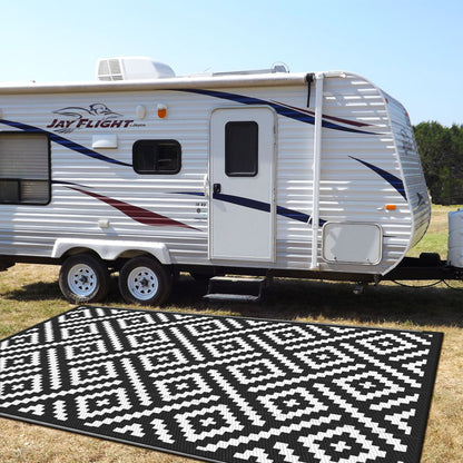 Outdoor Reversible Plastic Straw Rug for Patio Deck RV Camping – Waterproof UV-Resistant Lightweight Mat, Multiple Sizes & Colors