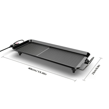 Indoor Electric Grill Smokeless – Non-Stick BBQ Griddle with Adjustable Temperature & Drip Tray, Extra-Large Extended / Medium / Large Roasting Pan, Multifunctional Indoor & Outdoor Barbecue – Holiday Gift Idea
