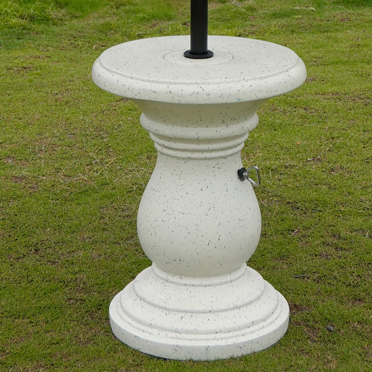 Outdoor Umbrella Side Table with Hole – Concrete Patio Table for Porch Poolside Picnic, Modern Durable Coffee Table