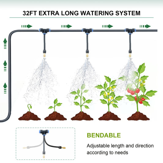 Greenhouse with Watering System, 10X6.6X6.6 Outdoor Greenhouse