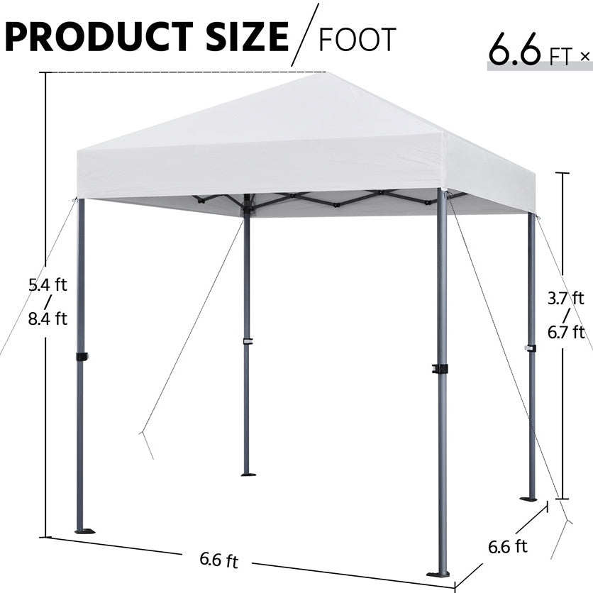Pop Up Canopy One-Push Lock UPF 50+ Height Adjustable Instant Canopy Tent with Roller Bag, Guy Lines & Ground Anchors for Party, Wedding, Backyard & Commercial Events