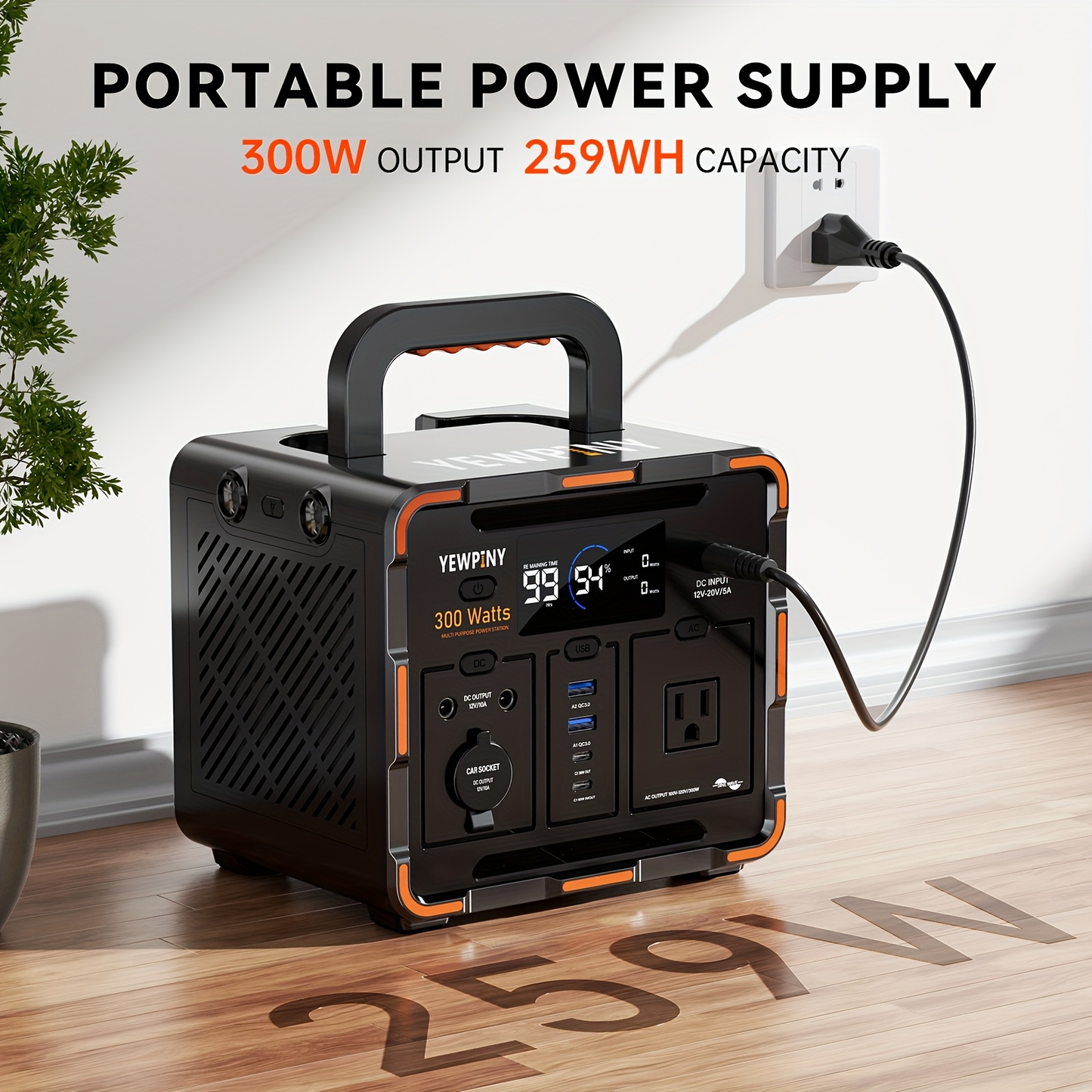 Outdoor Power Station 300W / 600W Fast Charging | 259Wh 599Wh Lithium Solar Generator AC DC USB | Camping Hunting Home Power Outage Backup