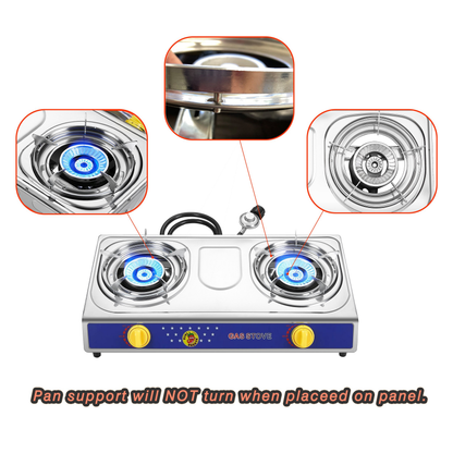 Propane Camping Stove Single & Double Burner – Stainless Steel Gas Cooker with Auto Ignition for Outdoor Cooking, Camping, Fishing, Hiking, Garden BBQ & Tailgate – Portable Camp Kitchen Burner