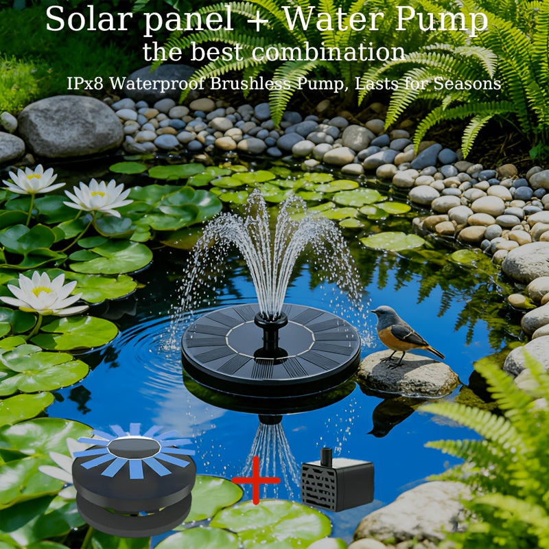 Solar Fountain Pump | 6 Nozzle IPX8 Bird Bath Garden Pool Pond Float