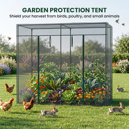Plant Protection Tent Crop Cage with Zippered Door & Square Frame, Raised Garden Bed Cover Wind-Resistant for Outdoor Vegetables, Flowers & Herbs, Multiple Sizes