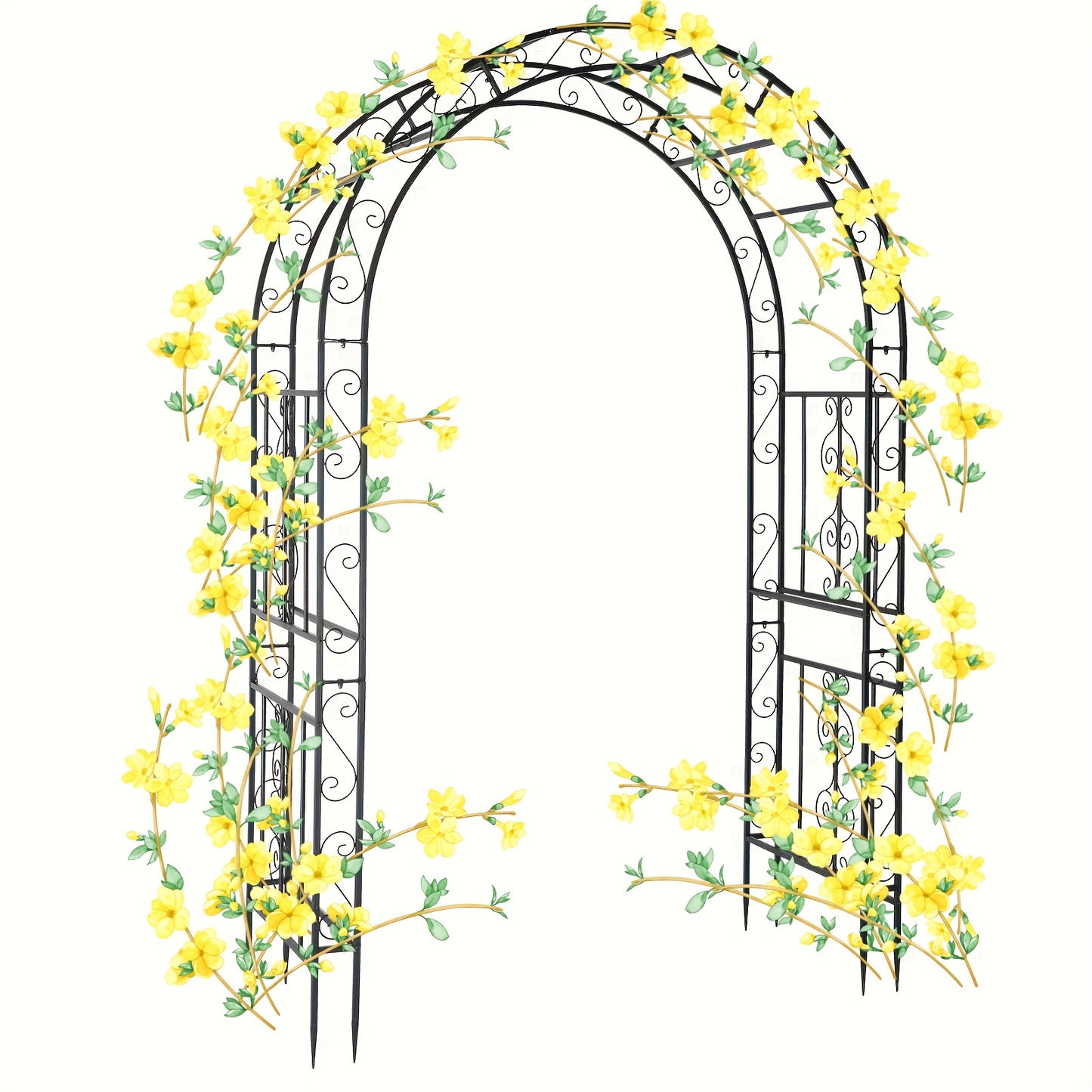 Wrought Iron Garden Arch 7ft Rustproof Rose Trellis Multi-Style