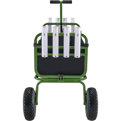 Beach Fishing Cart Foldable 300 lbs with 8 Rod Holders Balloon Wheels Heavy Duty Steel Pier Surf Wagon 600D Oxford