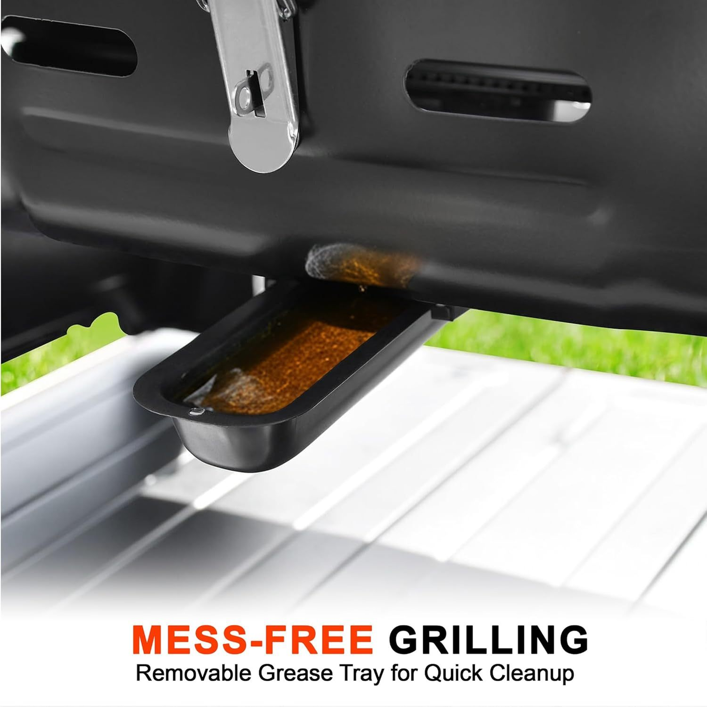 Portable Propane Grill Tabletop, 10000 BTU Single Burner Gas Grill with 239 sq in Porcelain Grates, Foldable Legs, Locking Lid & Built-In Thermometer for Camping, Backyard & Tailgating