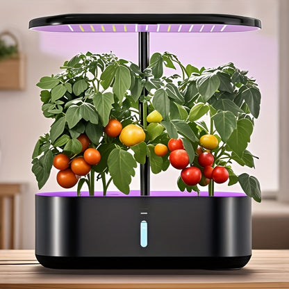 Hydroponic Garden Kit 10 Pods Indoor Herb Garden | 24W LED Grow Light Auto Timer 1-Gal Tank Quiet Pump Nutrients | Vegetables Flowers Year-Round Harvest