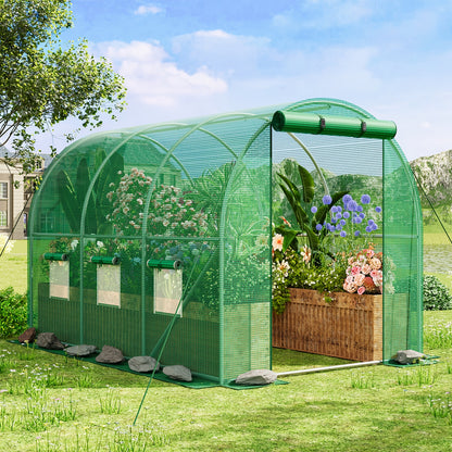 Outdoor Walk-In Greenhouse 10x6.6x6.6 FT – Dual Zippered Screen Doors, 6 Screen Windows & Reinforced Frame, Heavy-Duty Plastic Plant Warm House for Garden & Backyard, Green & White