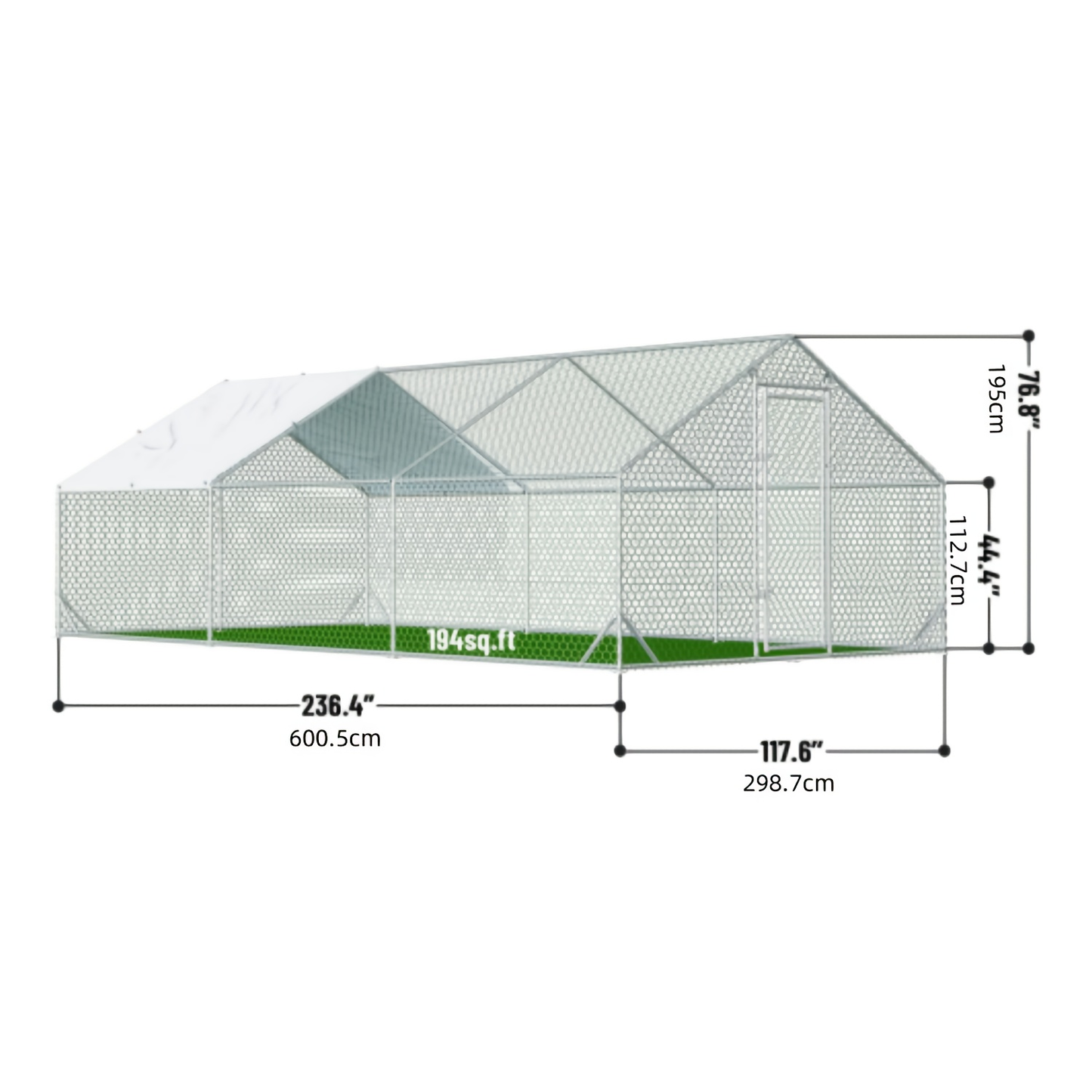 Metal Chicken Run Walk-in Poultry Enclosure with UV Protection - Dome Flat & Spire Roof Styles, Spacious Outdoor Backyard Farm Chicken Pen, Multiple Size Options