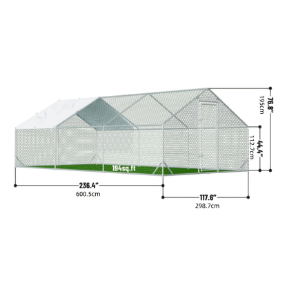Metal Chicken Run Walk-in Poultry Enclosure with UV Protection - Dome Flat & Spire Roof Styles, Spacious Outdoor Backyard Farm Chicken Pen, Multiple Size Options