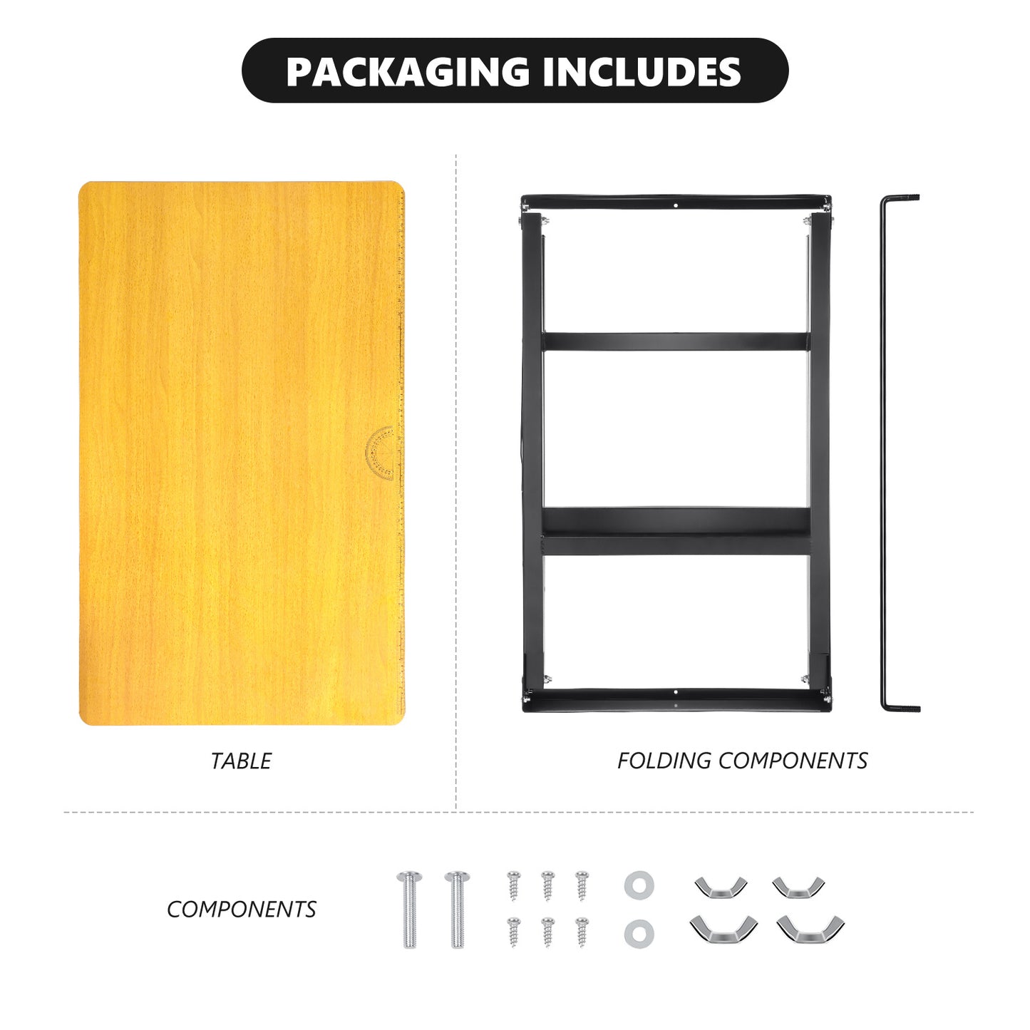 Folding Work Table Portable 220 LBS Capacity Built-In Measuring Tape Angle Finder Foldable Workbench for Garage Home DIY Woodworking Drawing Projects