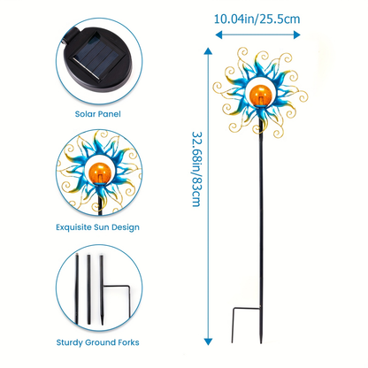 Solar Garden Light Outdoor Sun Shaped LED Stake Lamp IPX4 Waterproof for Patio Pathway Walkway Yard Lawn Decor Housewarming Gift