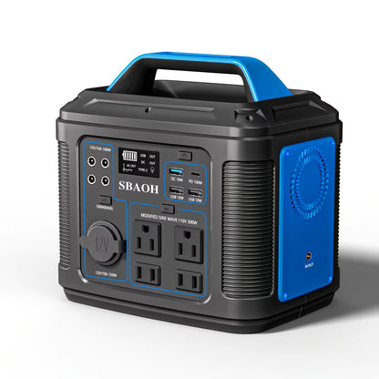 Backup Power Supply 300W 296Wh Portable Power Station Quick Charge AC Outlet DC USB LED Flashlight Lithium Battery for Home Camping Travel Blackout
