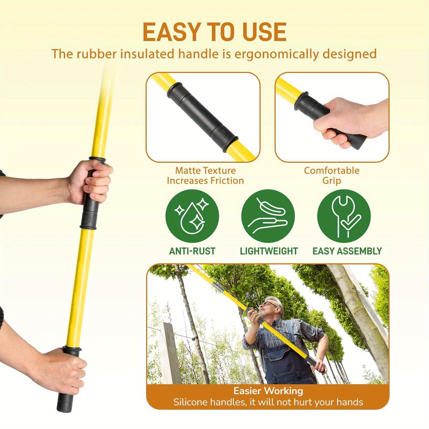 Extendable Pole Saw 26ft 2-in-1 Manual Tree Pruner – High Reach Branch Trimmer with Pruning Saw & Rope Cutter for Yard & Garden