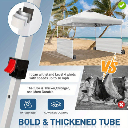 Pop Up Canopy Tent 10x10 FT One-Push Setup UPF50+ with Sidewalls