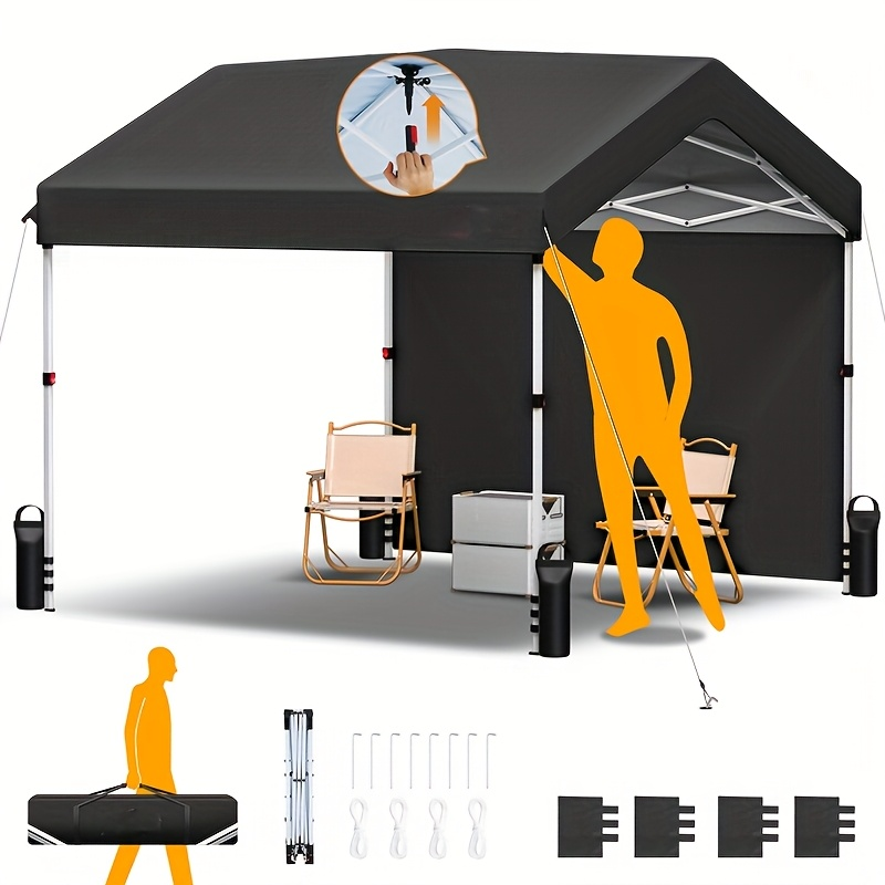 Pop Up Canopy Tent 10x10 FT 1-Key Center Lock 3 Heights Carry Bag