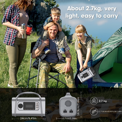 Solar Generator 296Wh Portable Power Station | 200W Output Peak 400W, 110V AC, 60W USB-C PD, LED Light, MPPT Solar Charging for Camping, RV, Travel, Home Backup