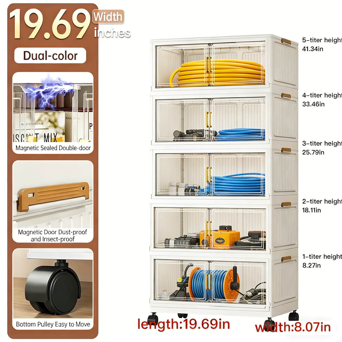 Foldable Outdoor Storage Cabinet Rack 4-5 Tier Garden Organizer
