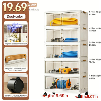 Foldable Outdoor Storage Cabinet Rack 4-5 Tier Garden Organizer