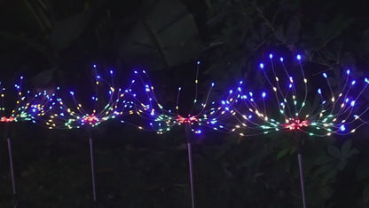 Solar Fireworks Lights 480 LED 8-Pack, IPX4 Waterproof 8 Modes