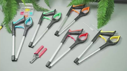 Foldable Grabber Reacher 32-Inch Heavy Duty with Extendable Arm & Anti-Slip Grip - Portable Lightweight Reach Tool for Elderly, Disabled, Home, Office & Outdoor Hard-to-Reach Areas, Ceiling & Shelves