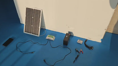 Solar Panel Kit 12V Monocrystalline | Solar Charge Controller, Battery Clips, Extension Cable, USB Ports for Car, Boat, RV, Motorcycle, Camping, Emergency Battery Charging