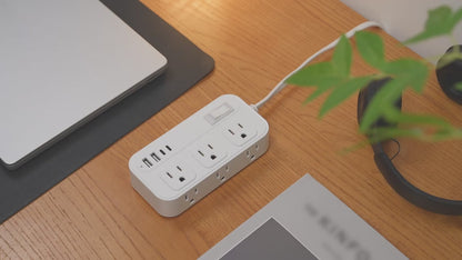 Power Strip Flat Plug Surge Protector with 6 AC Outlets 4 USB Ports 2 USB-C 2 USB-A 5ft Extension Cord Desk Charging Station for Home Dorm Office Travel