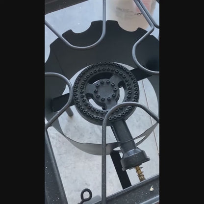 Outdoor Propane Burner Stove Cast Iron 1 or 3 Burner, 225000 BTU High-Pressure Cooker with Adjustable Heat, Removable Legs, for Camping Tailgating Frying Brewing Wok Cooking